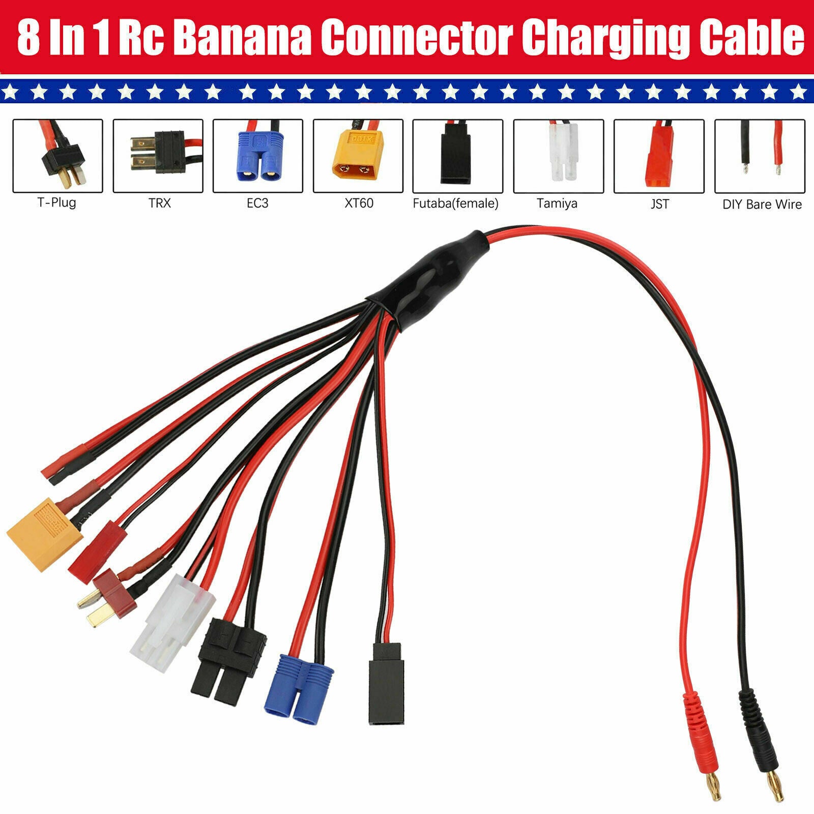 8 IN 1 RC Lipo Battery Charging Multi Charger Plug Connector Adapter Lead Cable