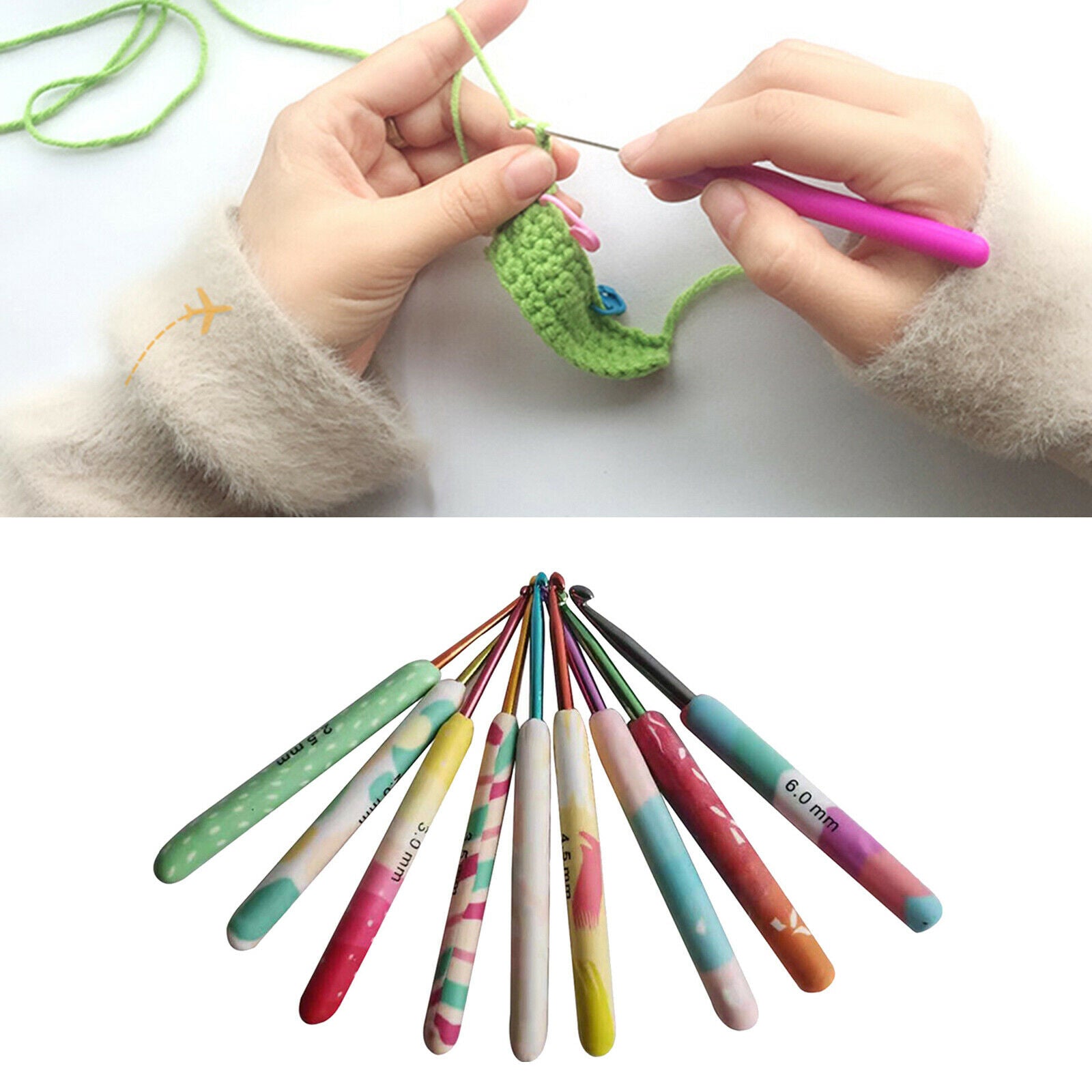 Crochet Hooks Set 9Pcs Knitting Needles for Crocheting Yarn Craft Tool