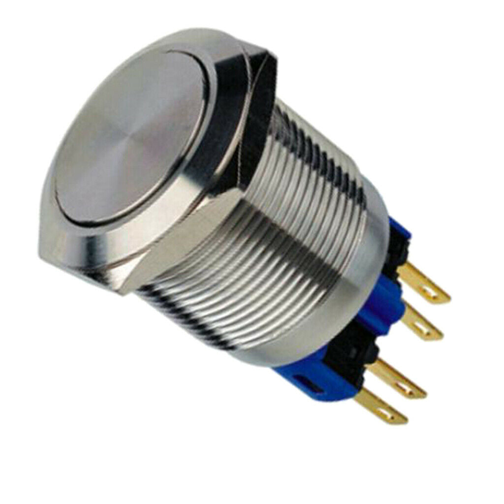 22mm 250V Falt Head Self Locking Metal Push Button Switch IP67 1NO1NC