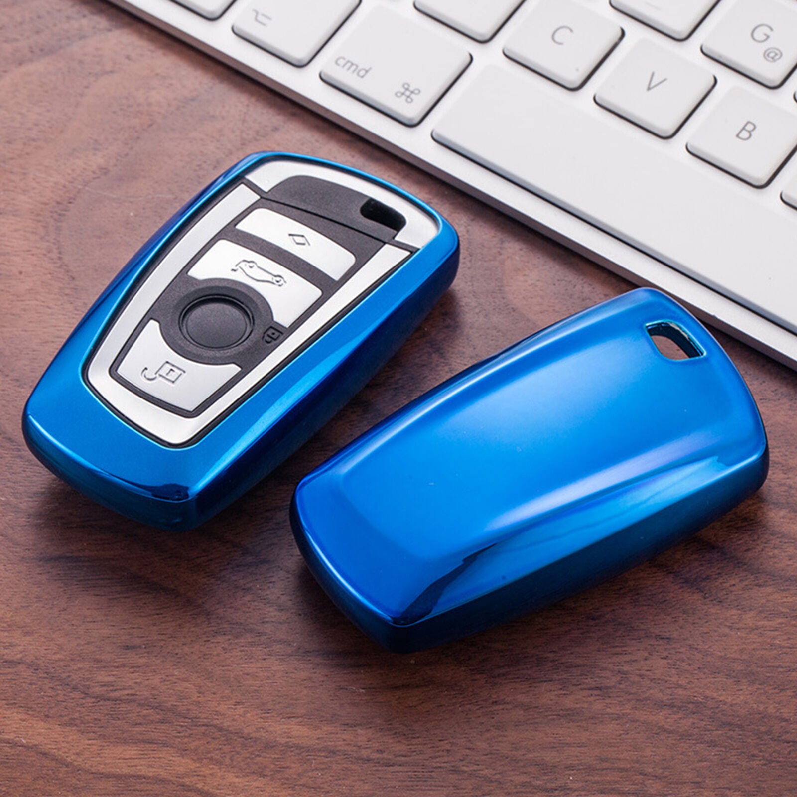 For BMW 1 2 3 4 5 6 7 Series X3 X4 Accessories Blue Key Fob Case Cover Holder
