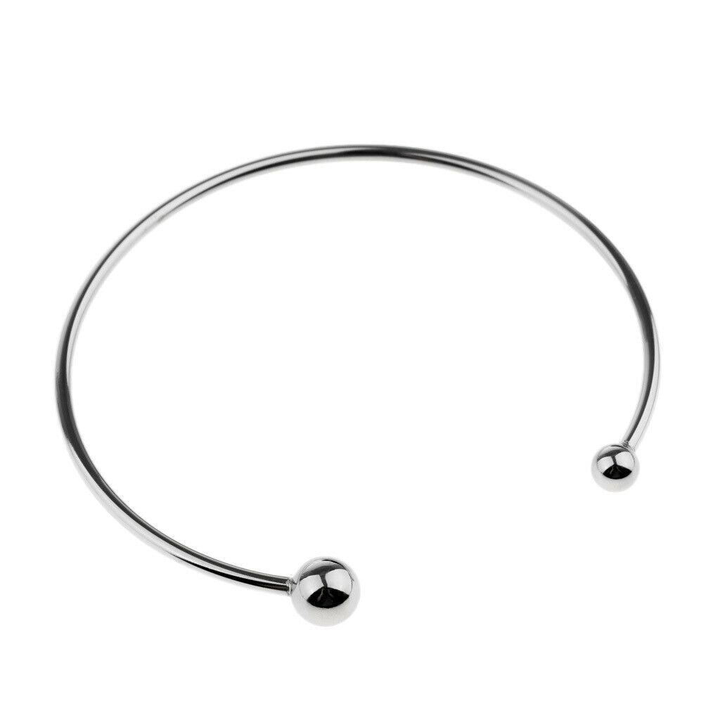 Double Ball Stainless Steel Open Cuff Bracelet Adjustable Mother Day Gift