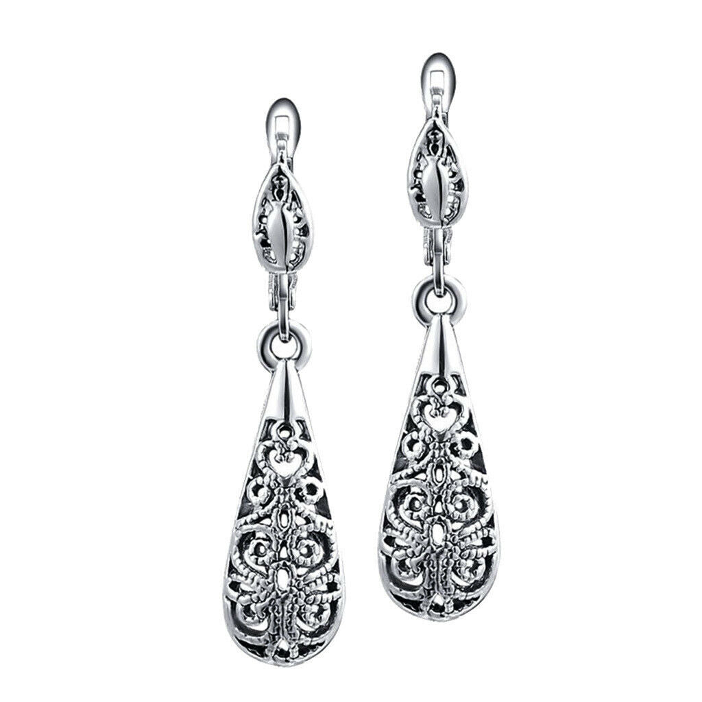 Fashion Womens Long Water Drop Crystal CZ Dangle Stud Earrings Jewelry Gift -