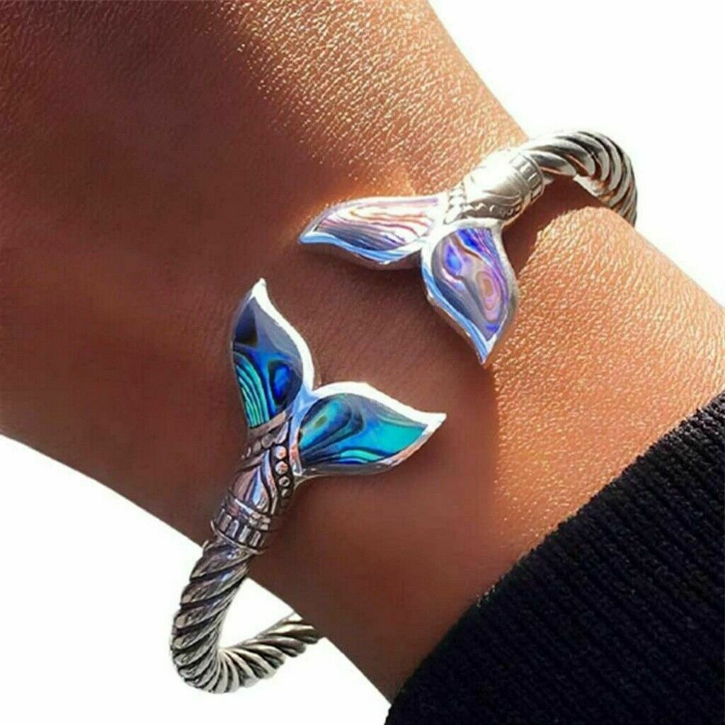 Women Girl Mermaid Tail Bangle Adjustable Ocean Chain New NEW Jewelry Q0S1