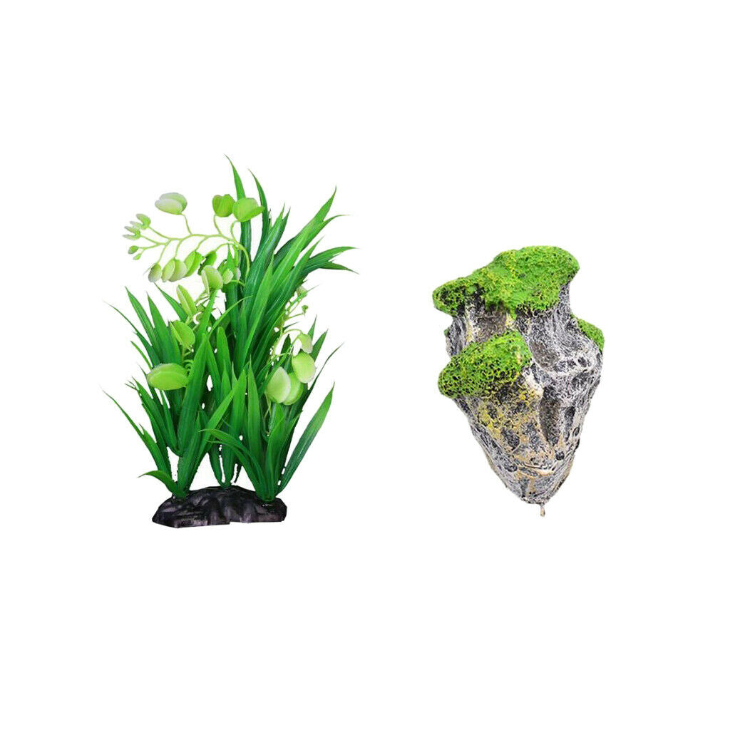 2 Pack Mountain View Decor Rockery Landscape Hiding Cave Plant Aquarium Ornament