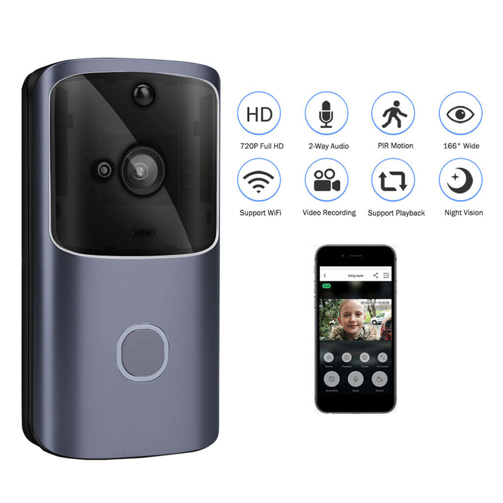 Video Doorbell Camera Wireless WiFi Security Phone Bell Intercom 720P HD