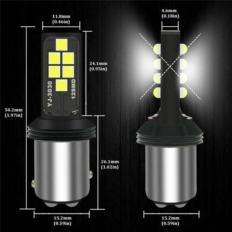 2Pcs 1157 Switchback LED Front Turn Signal Parking DRL Light Bulbs White Lamp
