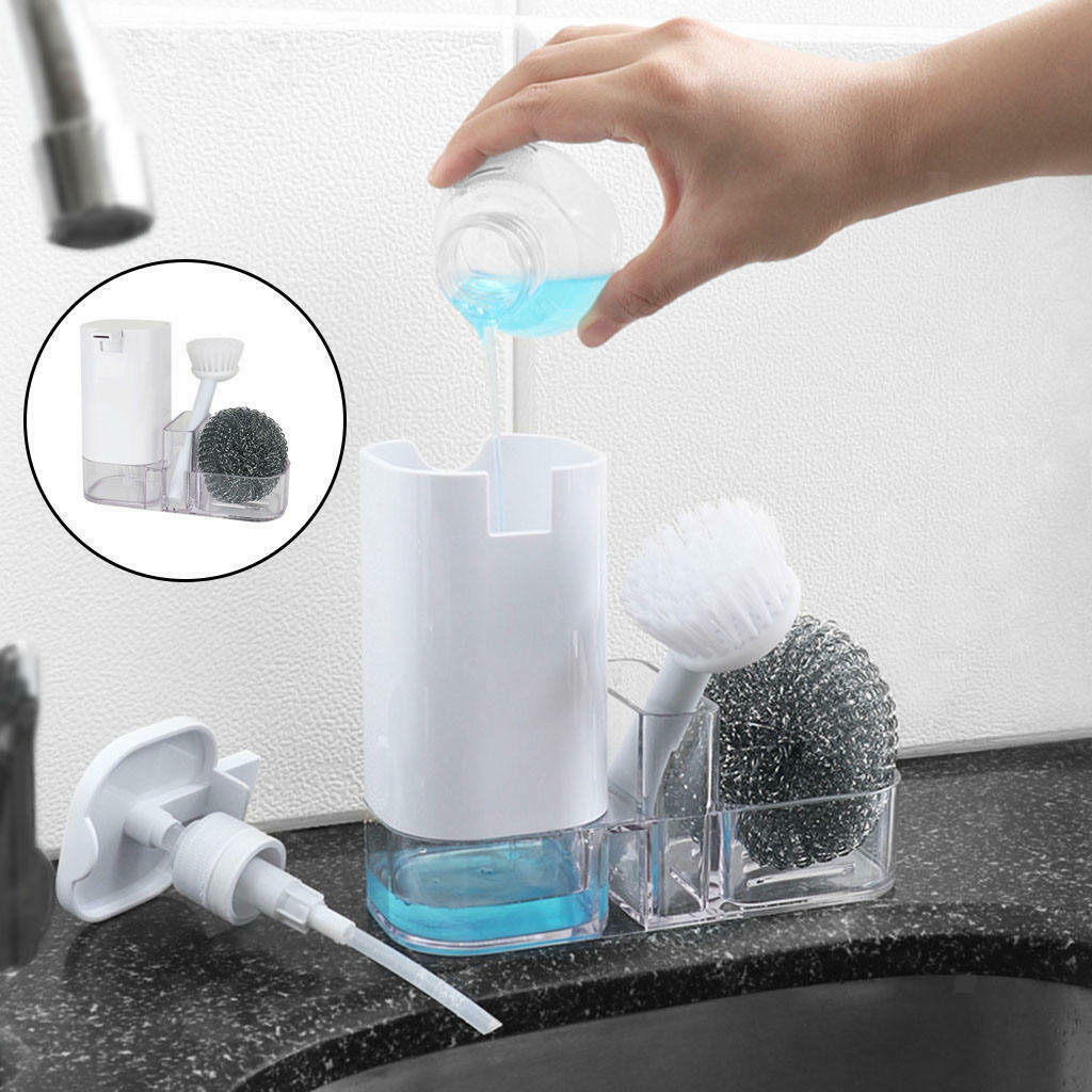 Detergent Bottle Bathroom Brush Washing Sponge Brush Organizer Rack Sink