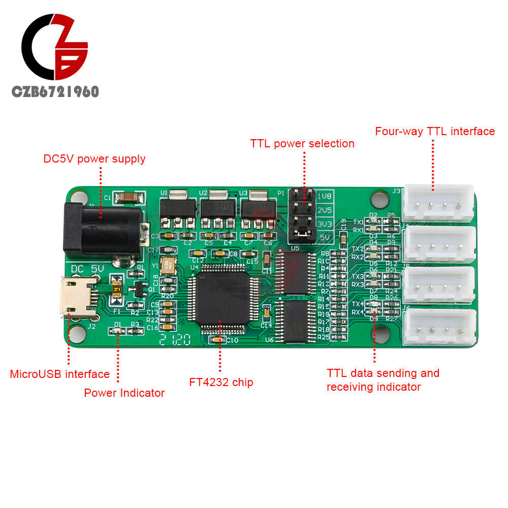 LC-FT4232-4TTL USB to Four-way TTL Module UART Serial Port Module 1.8/2.5/3.3V
