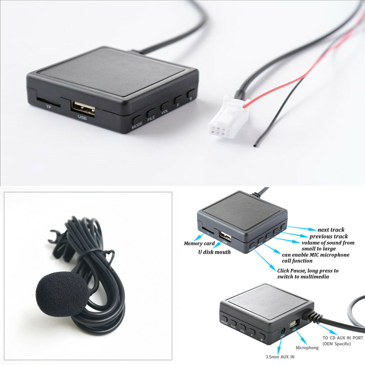 Car Bluetooth AUX Wireless Music Adapter For Clarion Suzuki Swift/ Vitra/ Jimni