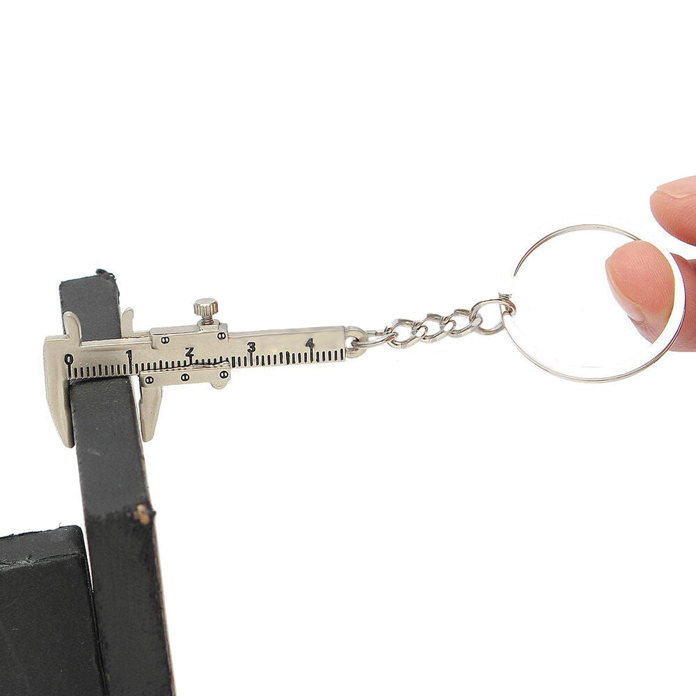 Useful Mini Vernier Caliper Tool Pendant Slider Slides Keyring Key Chain 10CM US