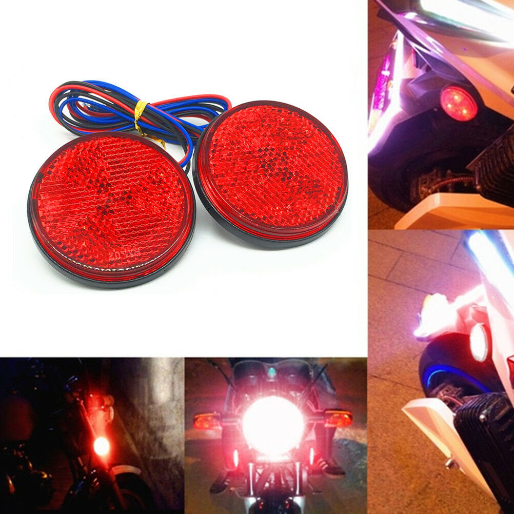1Pc Car motorcycle red round 24LED brake turn signal stop tail lights reflectoBD