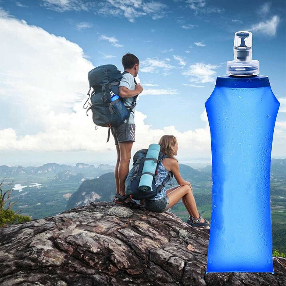 Sports Soft Water Bottle Folding Flask BPA Free TPU for Running Hiking Cycling