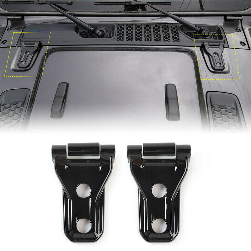 2Pcs Engine Hood Hinge Cover Trim Accessories Black For Jeep Wrangler JL 2018
