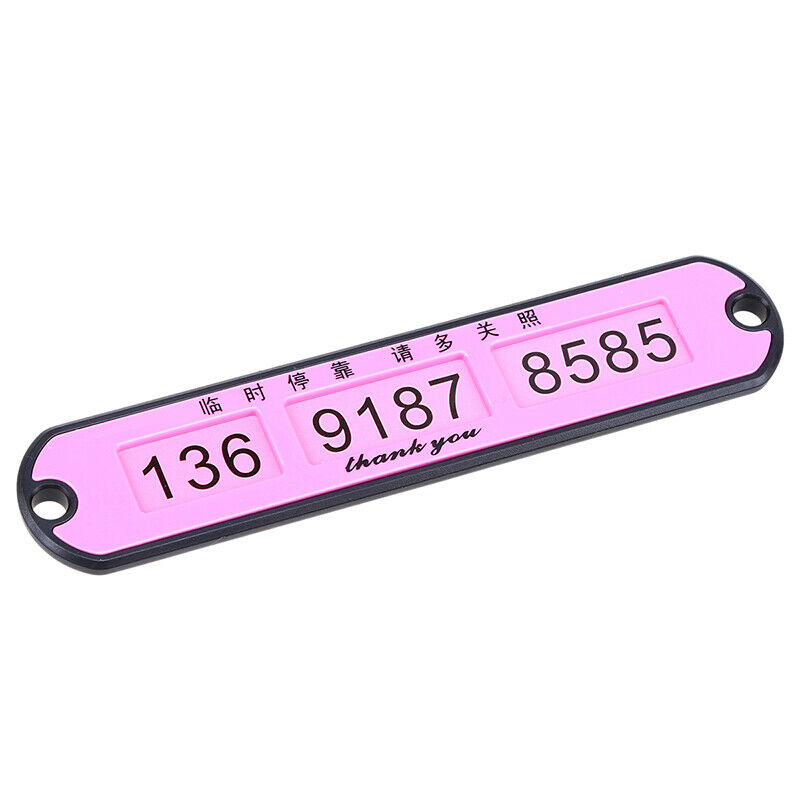 Pink Temporary Car Parking Card phone Number Plate Suction Cup