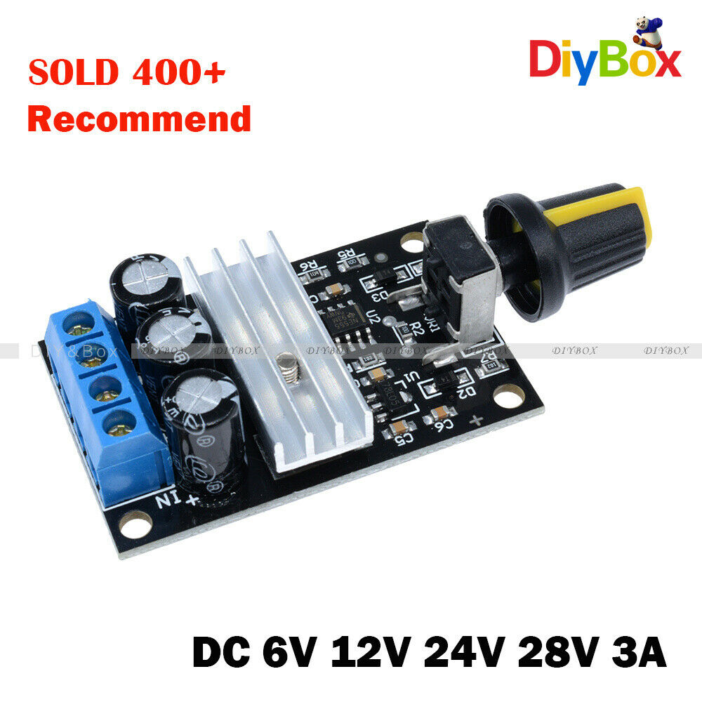 DC 6V 12V 24V 28V 3A PWM Motor Speed Control Switch Controller Black For DC Moto