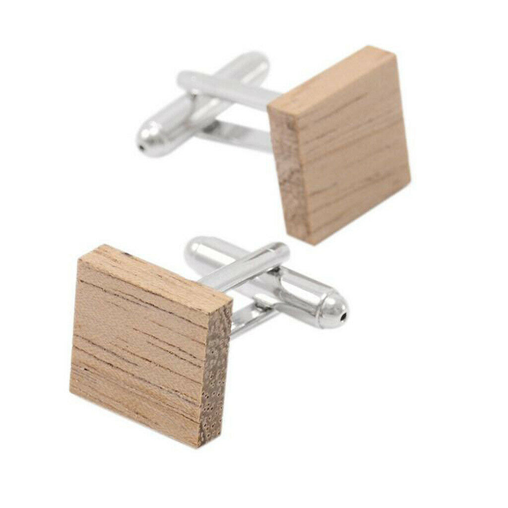 Men's Classic Wooden Square Cufflinks Wedding Party Favor Groom Cuff Link