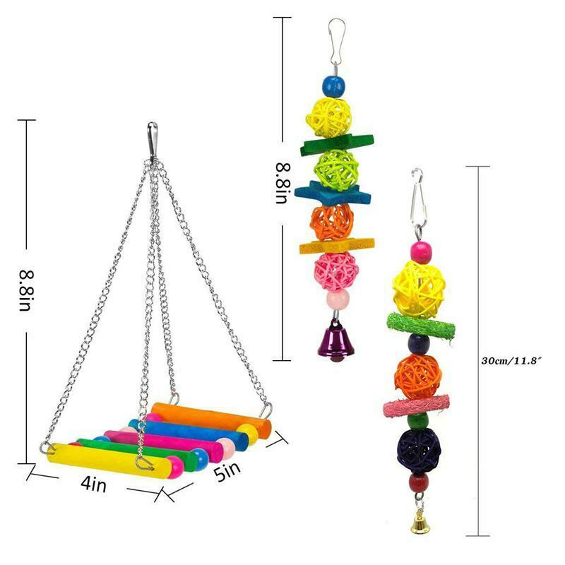 1X(6 Pack Bird Swing Toys-Parrot Hammock Bell Toys For Budgie,Parakeets, Coc4V9)