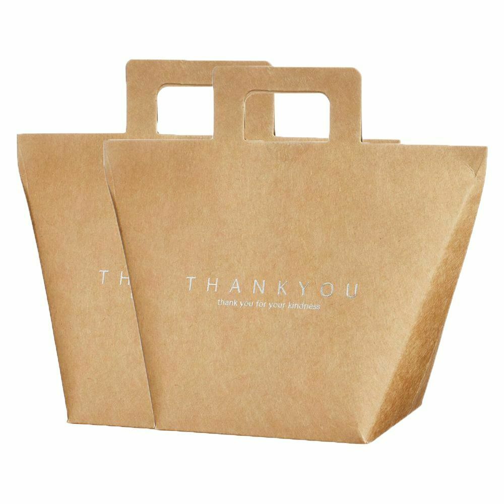 2Pcs DIY Simple With Handles Creative Gift Bag Candy Box Kraft paper Bronzing