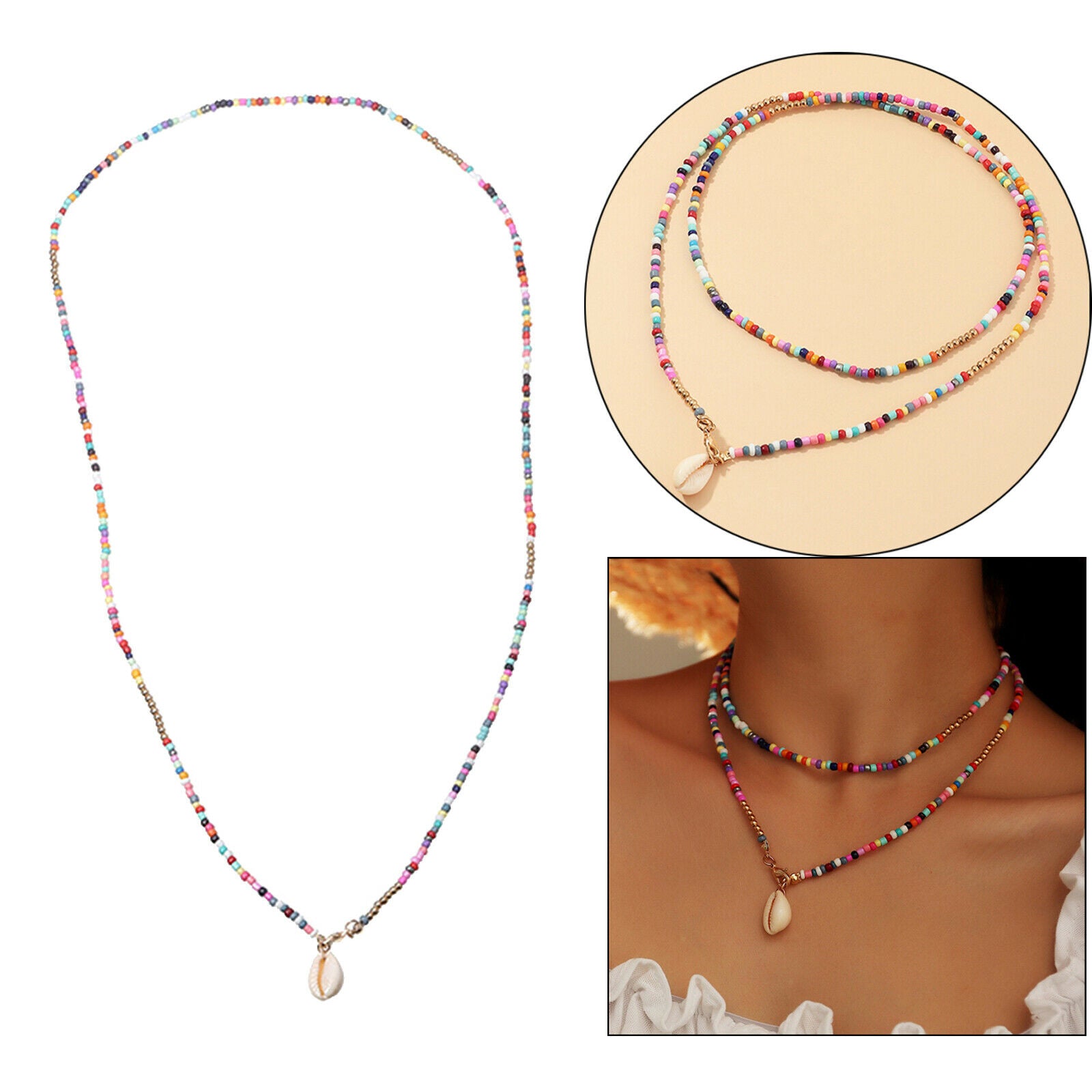 Lady Girls Charm Beads Colorful Shell Necklace Summer Choker Fashion Jewelry
