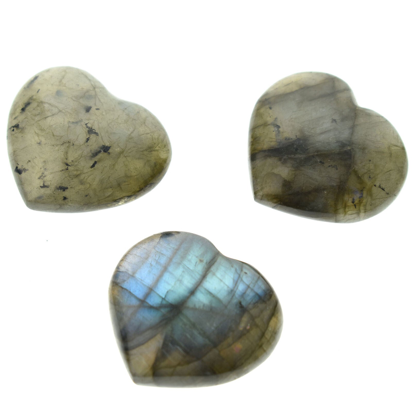 1pc Natural rainbow labradorite heart quartz crystal carved reiki healing
