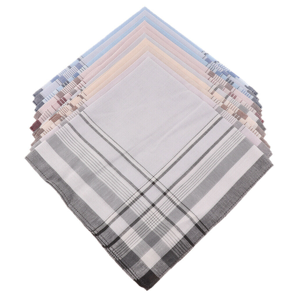 Pack of 10 Mixed Soft 100% Cotton Handkerchiefs Plaid Hankies Pocket Square