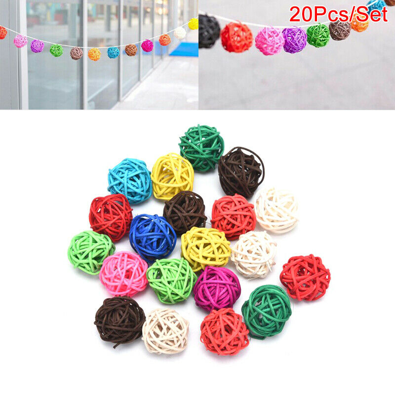 20Pcs 3CM Colorful Rattan Ball DIY Making Craft Wedding Party Home Decoratio%!DD