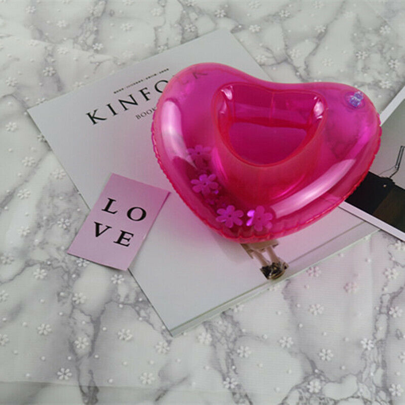 Mini Inflatable Heart Pool Float Toys Drink Float Cup Holder Party Toys