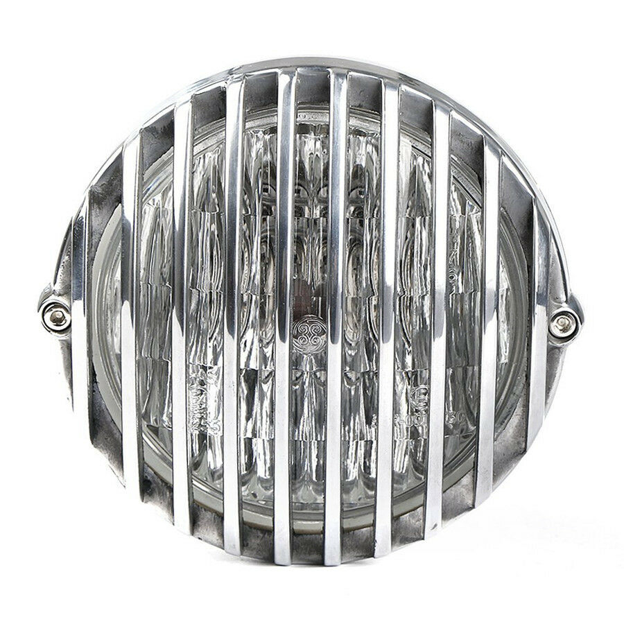 Motorcycle Finned Grill Led Headlight High Low Beam ForCafe Racer Bobber Chopper