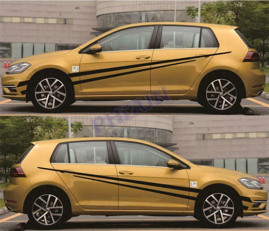 2 Pcs Car Body Stickers Matt Black Streamline Style 94.5'' x 8.7'' Universal
