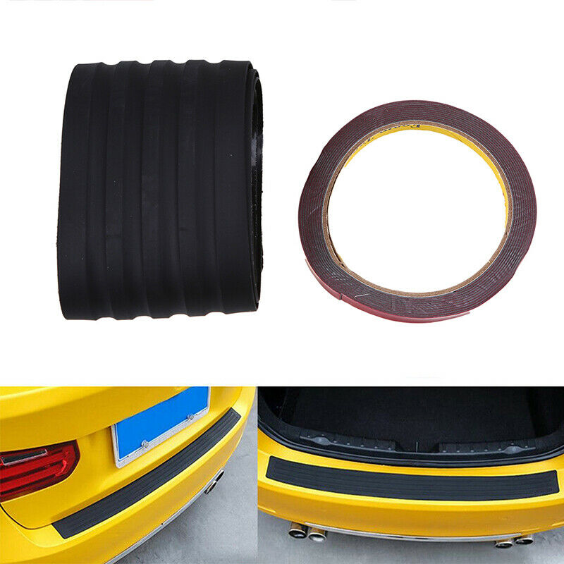 Rear Bumper Guard Sill Plate Trunk Protector Trim Cover Black Rubber Pad Kit