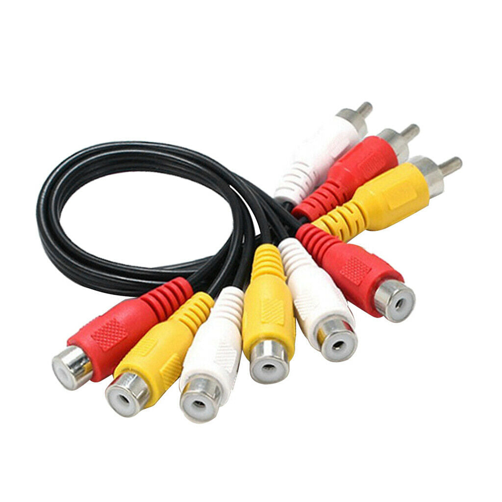 3 RCA Male   to 6 RCA Female Plug Splitter Audio Video AV Adapter Cable