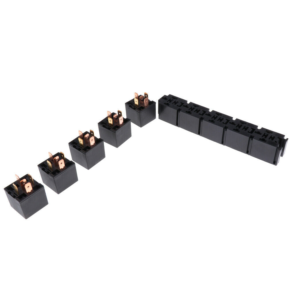 5pcs 80A 5Pin DPDT Relay Socket Holder Car Truck Automotive Electronic Parts