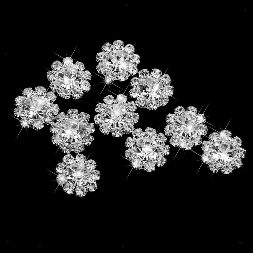 20x Flatback Metal Diamante Buttons Wedding Invitation Scrapbooking DIY 12mm