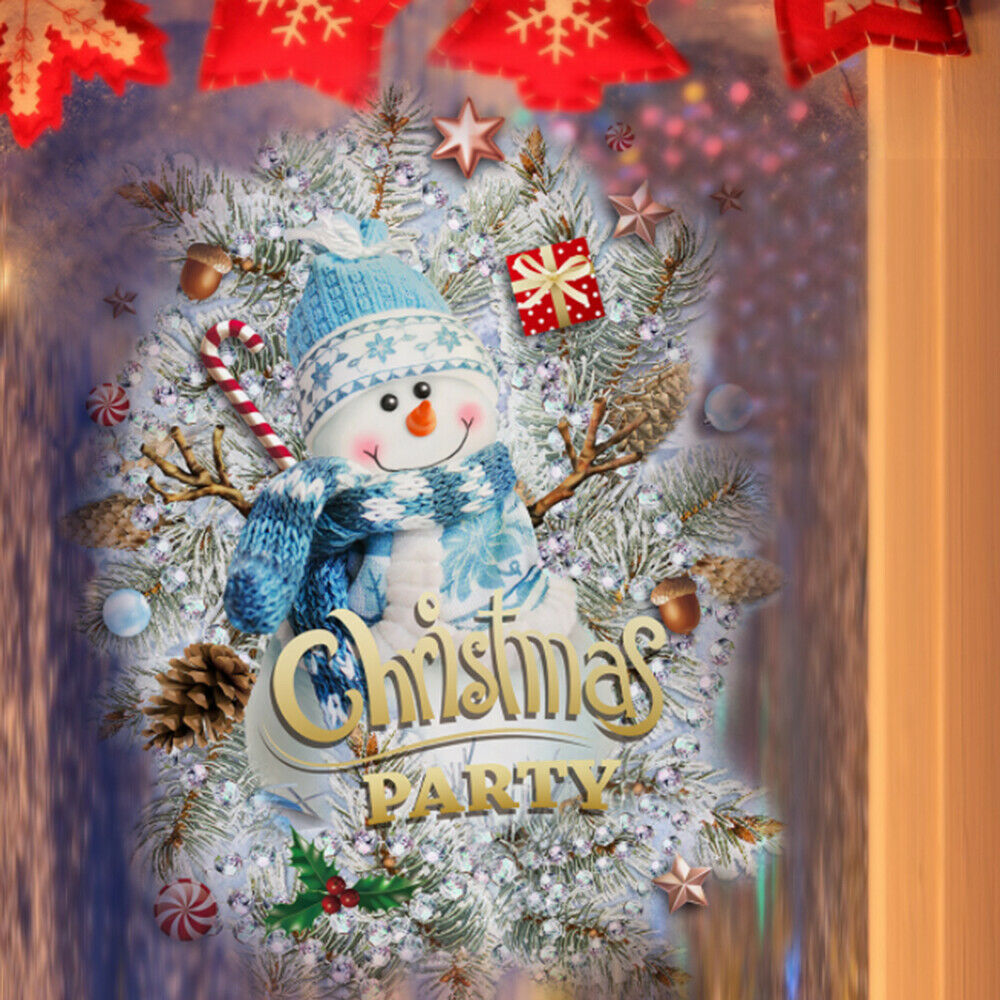 Christmas Tree Wall Stickers Santa Xmas Tree Snowman Snowflake Glass Stickers