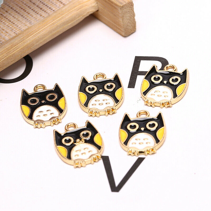 10Pcs/Set Enamel Alloy Owl Charms Animals Pendant Jewelry DIY Making Craft G Rf