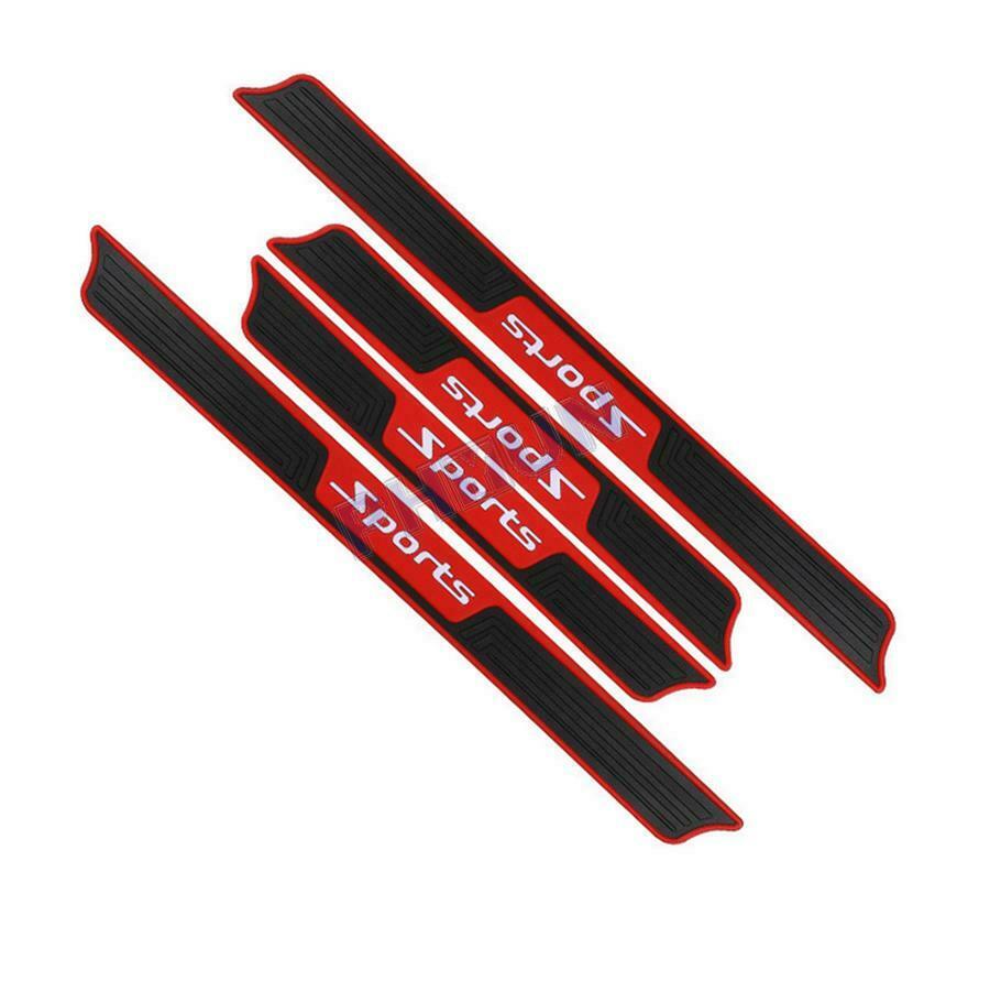 4x Black Rubber Car Door Scuff Sill Cover Panel Step Protector Universal Trim