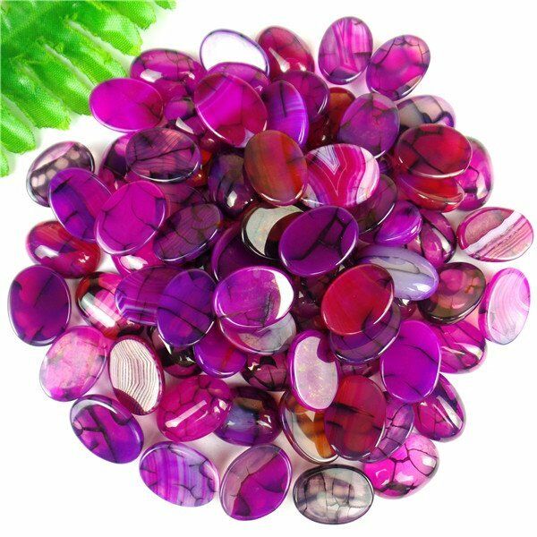 50Pcs Nice Rose and Black Dragon Veins Agate Oval Cab Cabochon 18*13*6mm HH6109