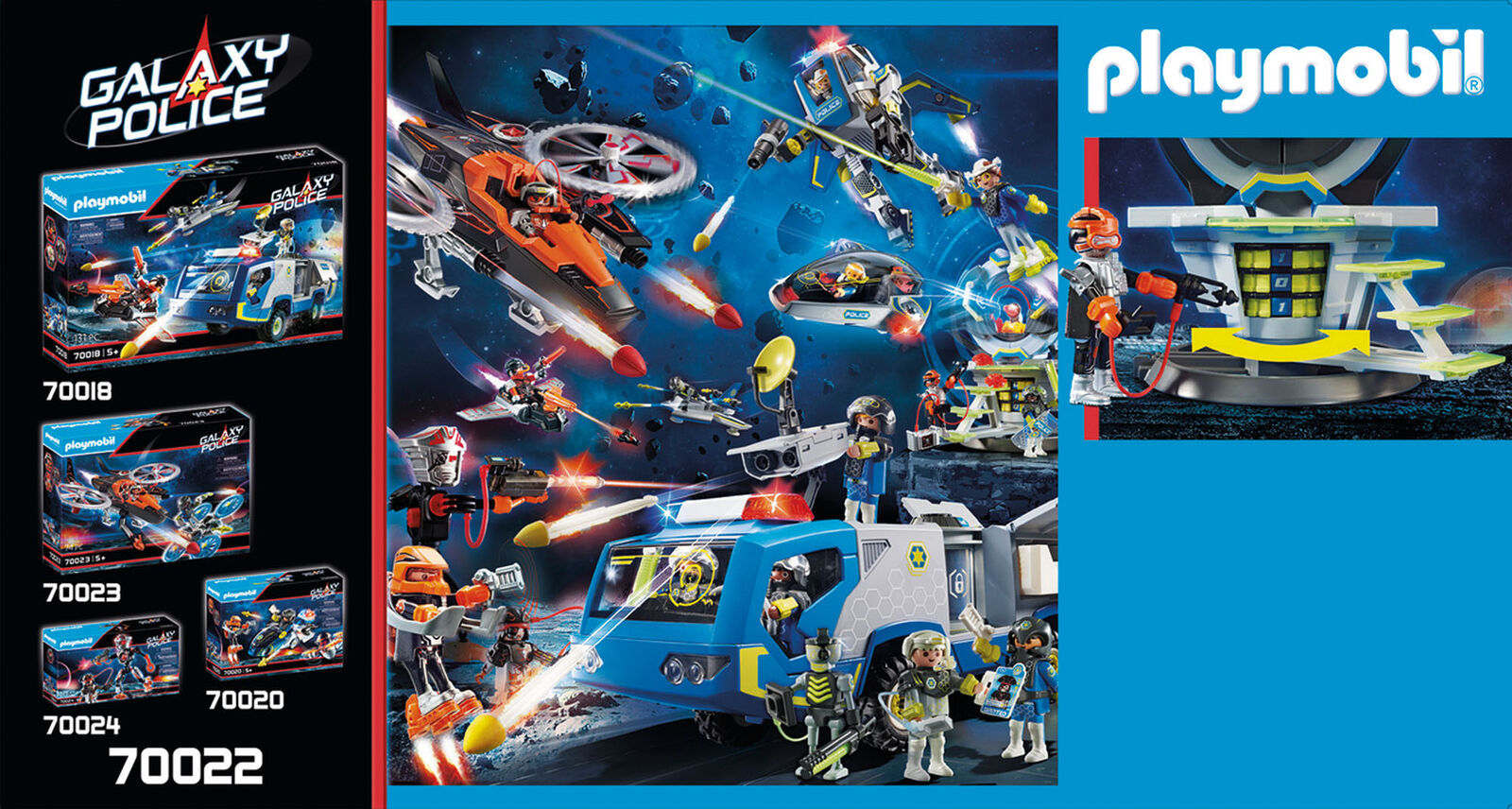 70022 Playmobil Galaxy Police Safe with Code Playset with Figures inc 55pc 5yr+