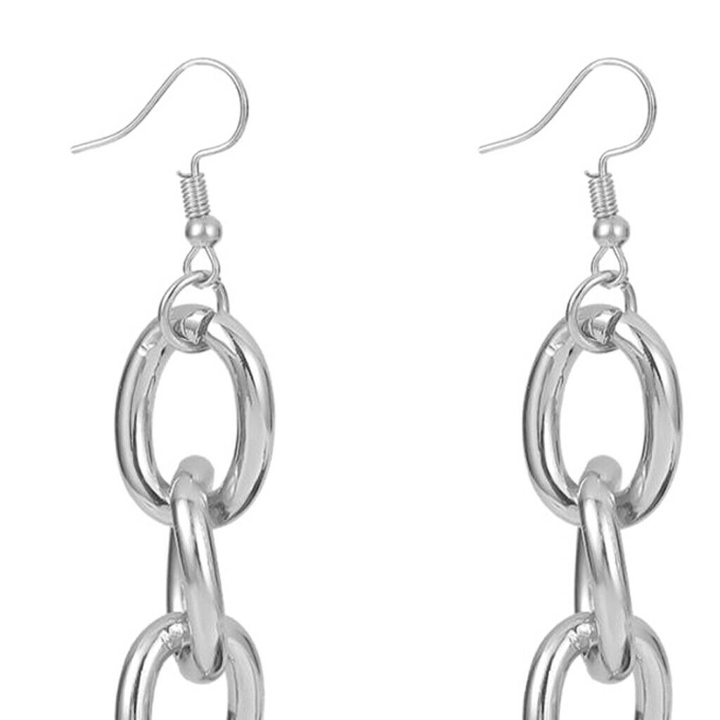 1 Pair Hollow Long Thick Chain Splice Section Chain Dangle Earrings for Women
