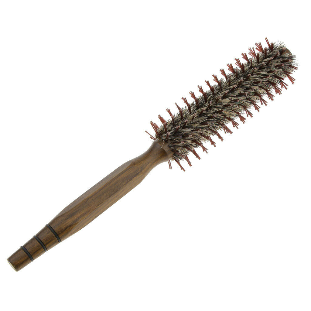 Natural Wooden Round Hair Brush Curling Styling Detangling Roll Hairbrush S