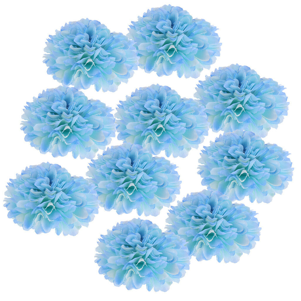 10pcs Silk Chrysanthemum Heads Artificial Flower Wedding Bouquet Light Blue