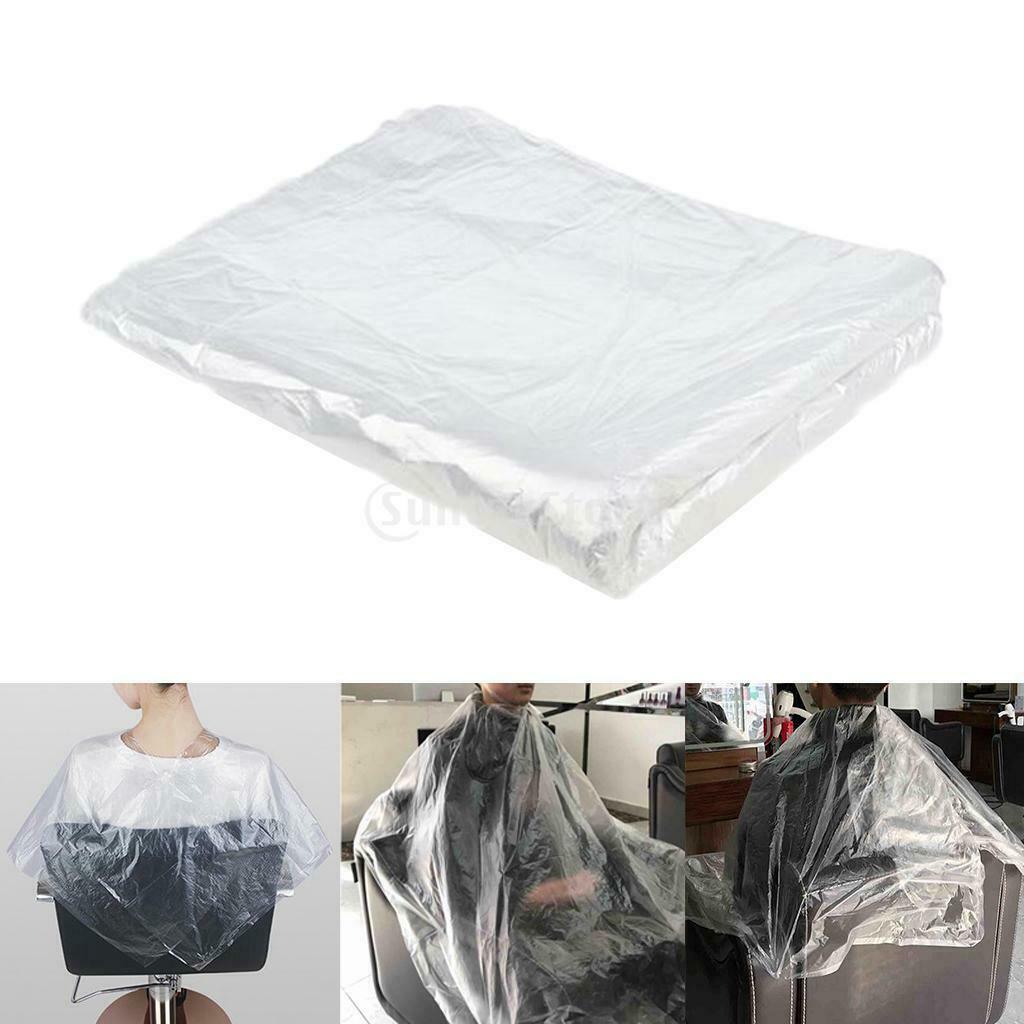 100-pack Transparent Disposable Hair Cutting Capes Set Salon Gown Unisex
