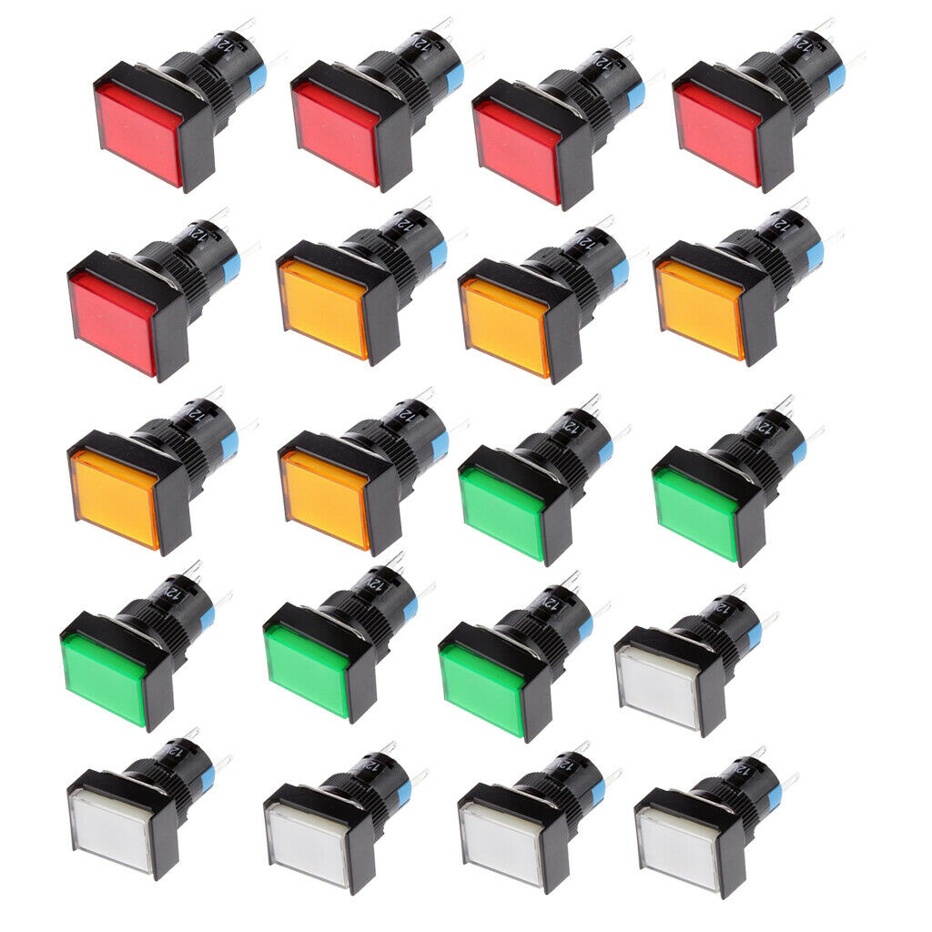20Pieces DC 12V Momentary Push Button Switch Reset