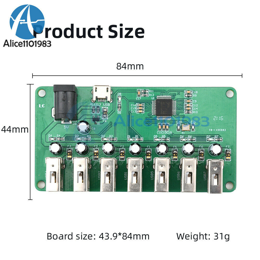 USB 2.0 HUB 1 to 7 Port Hub USB Expansion Module MTT Chip 7 USB Interface