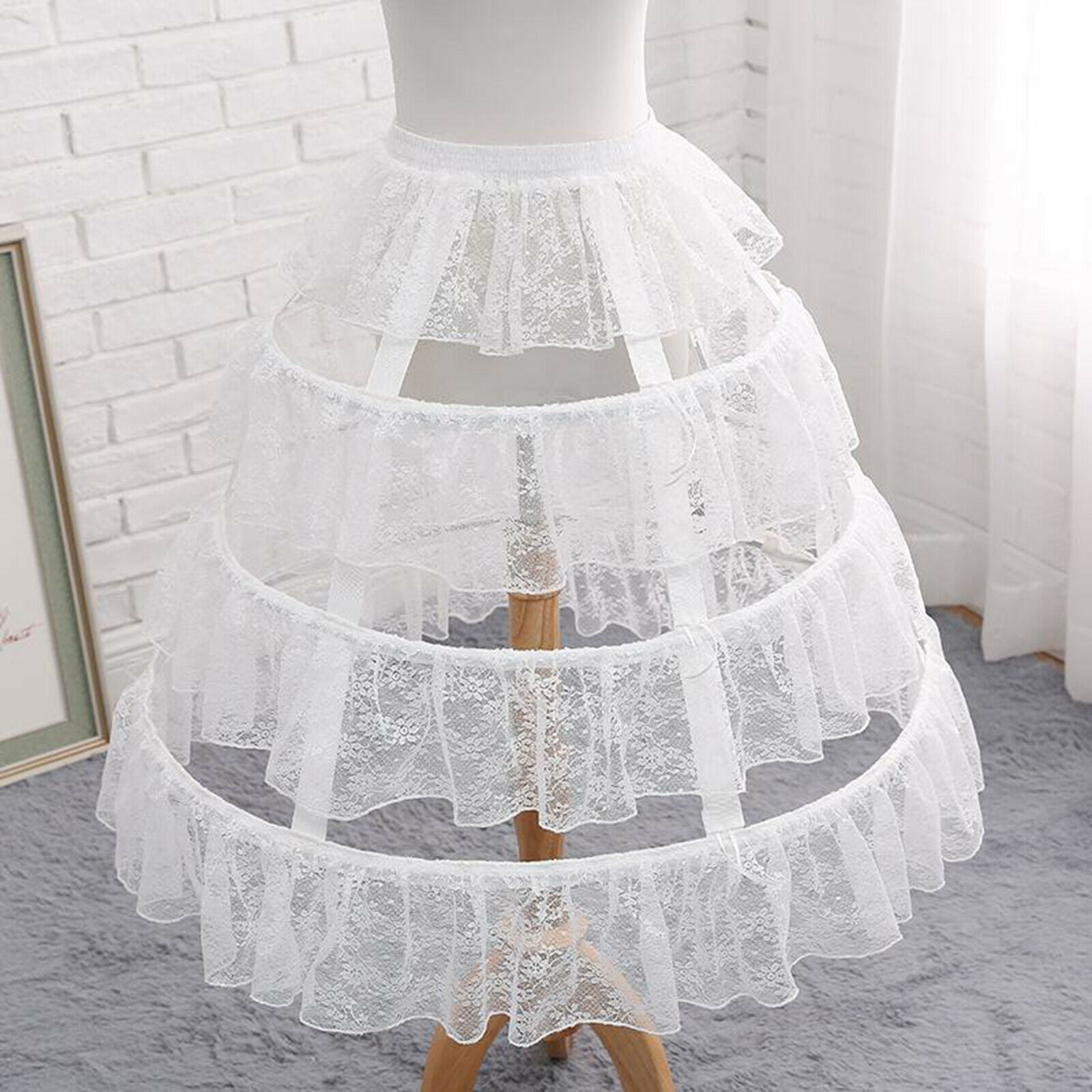 Lolita Gothic Dress Crinoline Hoop Cage Skirt Pannier Bustle Petticoat White