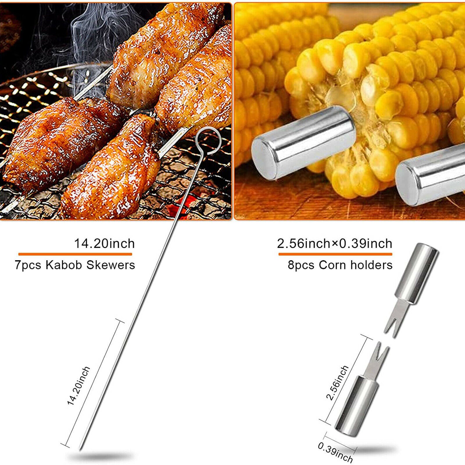 20Pcs Stainless Steel BBQ / Grilling Tool Set - Tongs Fork Cleaning Brush