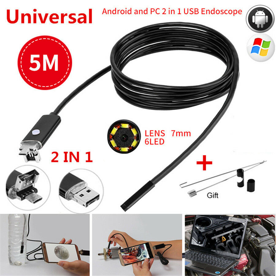 Durable 7MM Lens Android 2 in 1 USB Inspection HD Endoscope for Car Equipment