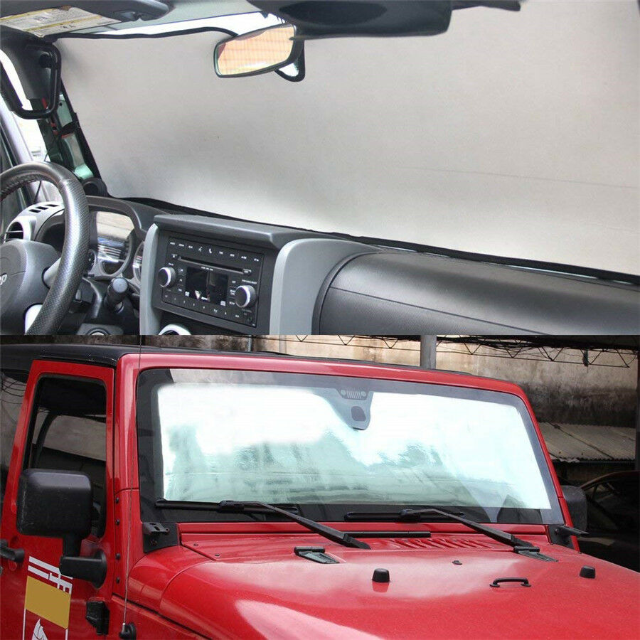 Foldable Car Window Sunshade Cover Elastic Straps Fixed Avoid Dashboard Cracking