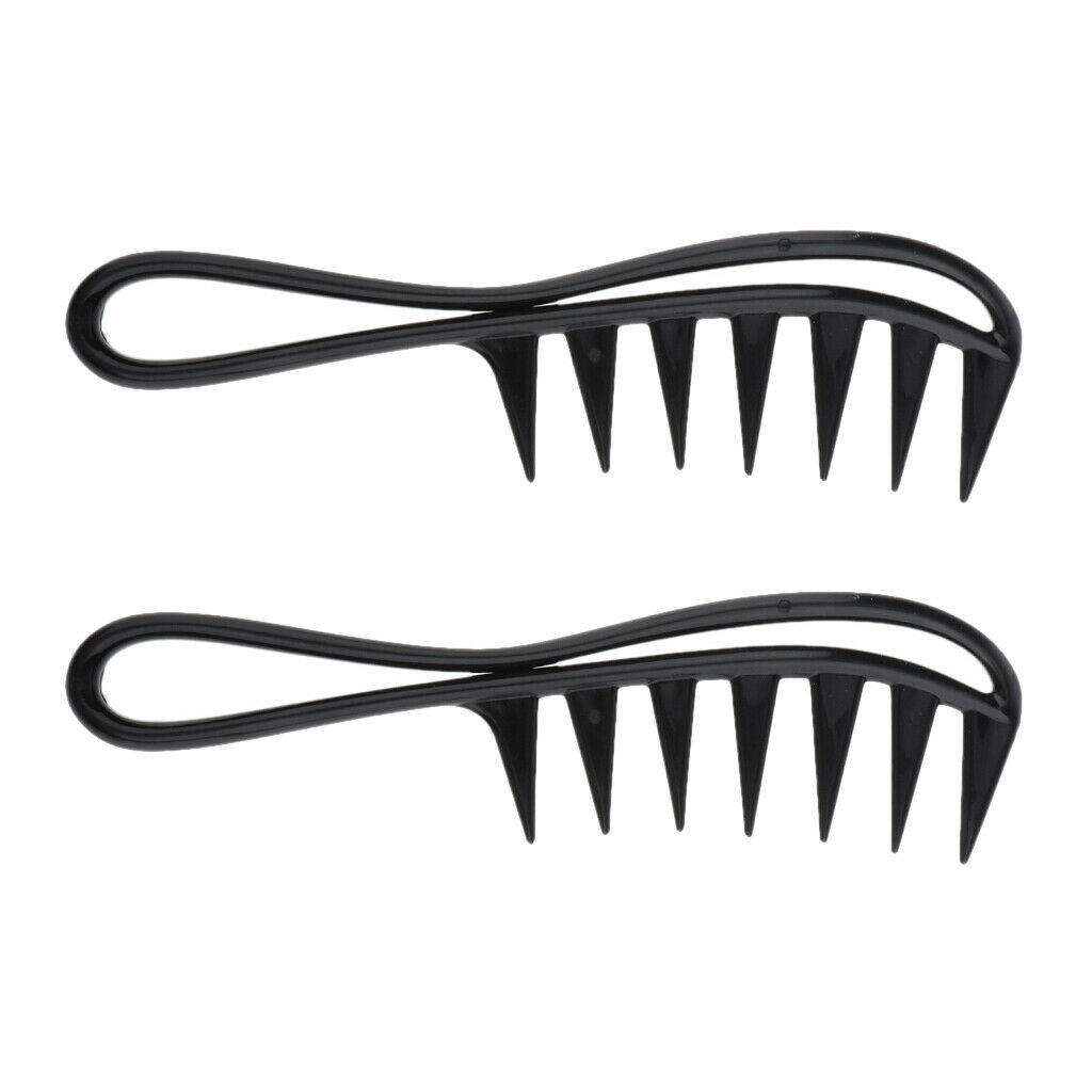 2Pcs Antistatic Wide Tooth Hair Combs Shark-Tooth Barber Hairdressing Comb