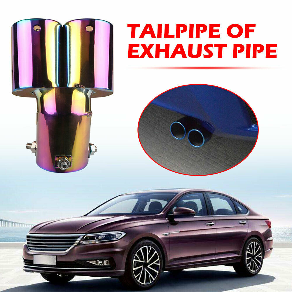 Bent Dual Exhaust Tip Bolt-on Straight Cut Tailpipe Tip 2.5 inch ID Inlet @